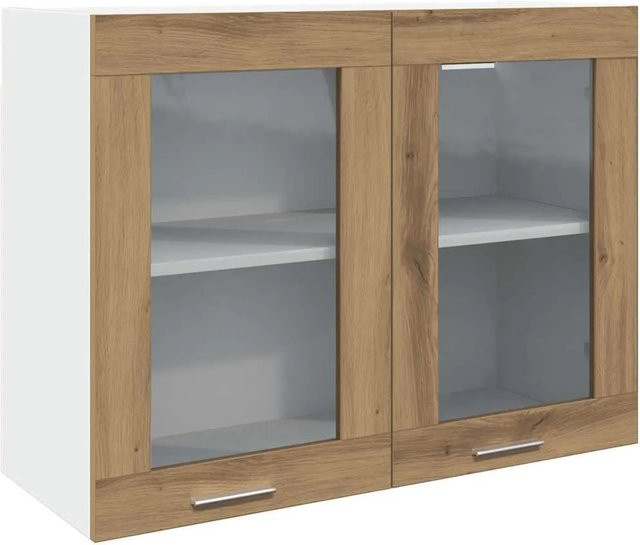 vidaXL Hängeglasschrank Lyon in Artisan-Eiche mit Glastüren, B/T/H: 80 x 31 x 60 cm - Bild 1