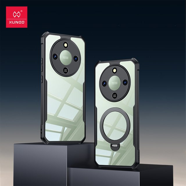 Xundd Schutzhülle für Honor X9d 5G und Honor X70 Magic 8 Lite mit Kameraschutz und Airbag-Stoßschutz, transparent mit schwarzem Streifenmuster - Bild 1