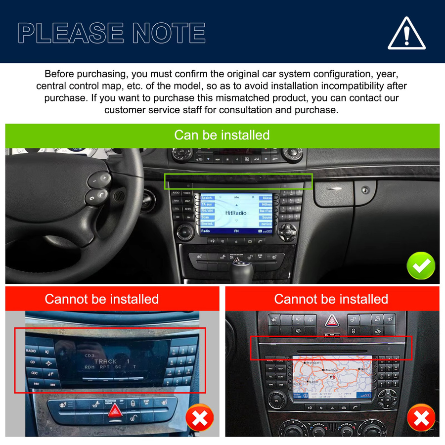 Podofo 7 Zoll CarPlay Android Radio für Benz E-Klasse W211 W219 2002-2009 mit GPS und Multimedia-Funktionen in Schwarz - Bild 3