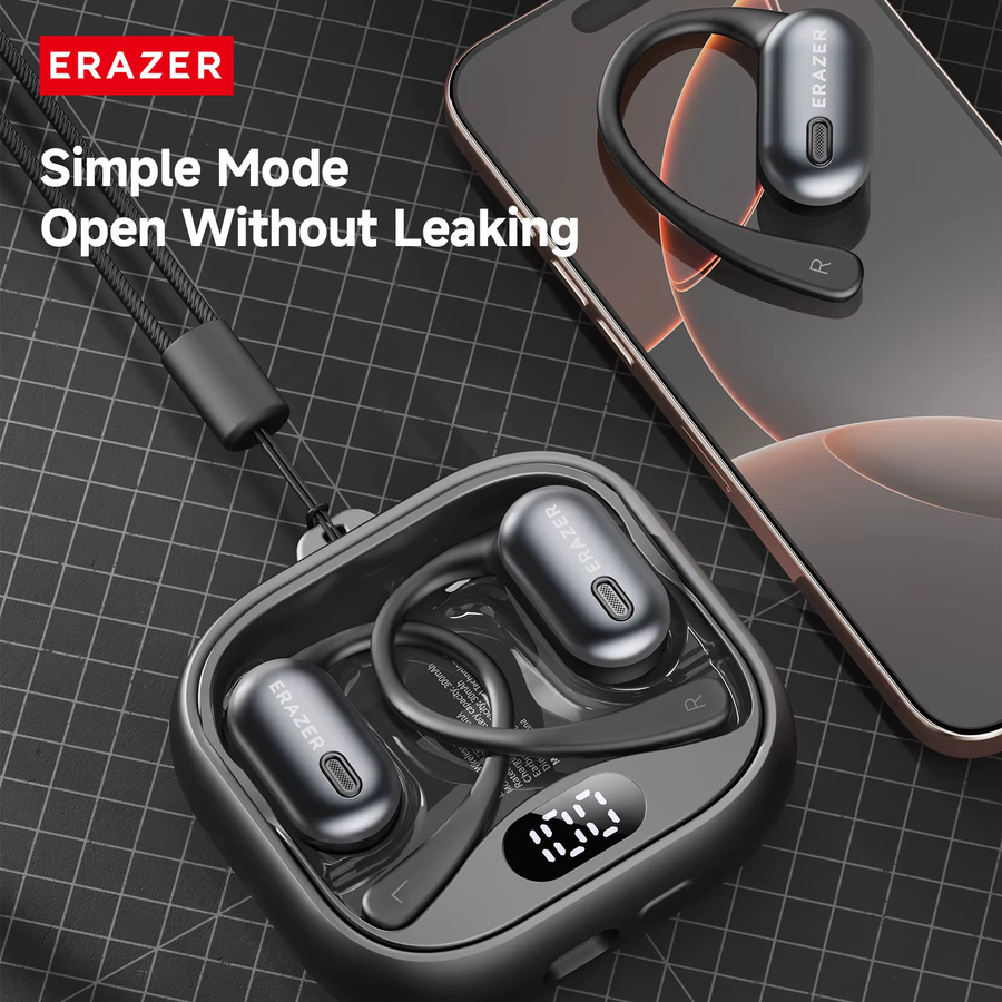 ERAZER XF53 Bluetooth-Funkkopfhörer in Schwarz mit Bluetooth V6.0, offene Sportkopfhörer mit KI-Übersetzer-Funktion und weichem Ohrbügel - Bild 2