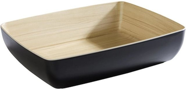 APS Schale Frida 1/2 GN, rechteckige Salatschale aus Melamin, schwarz/beige meliert, B/T/H: 32,5 x 26,5 x 7,5 cm - Bild 1
