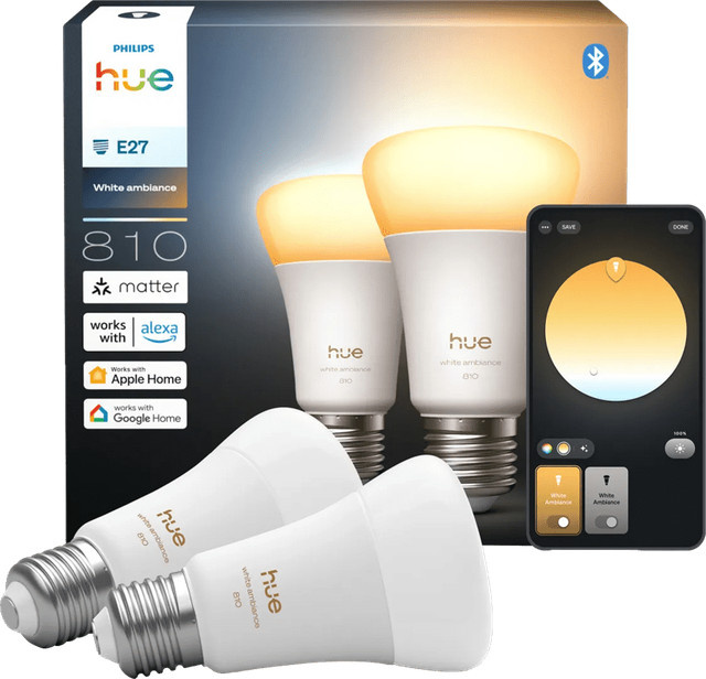 Philips Hue White Ambiance E27 LED-Leuchtmittel Set, dimmbar, Warmweiß bis Kaltweiß, 810 lm, Doppelpack - Bild 1