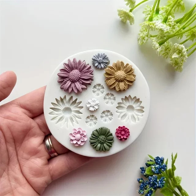Silikonform Blumenstrauß für DIY Dekoration aus Schokolade, Zucker, Harz oder Kerzen in Grau und Weiß - Bild 1