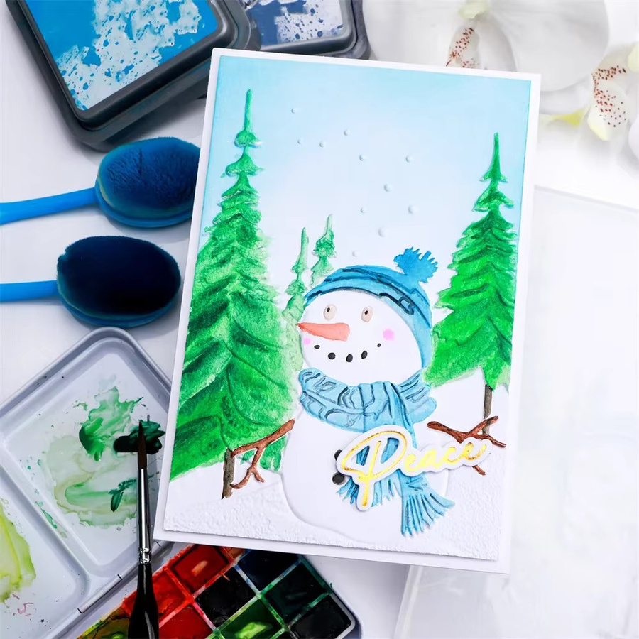 3D-Prägeordner mit Weihnachtsschneemann, Schneeflocken und Blumenhintergrund für DIY-Sammelalben und Kartenherstellung in Multicolour - Bild 1
