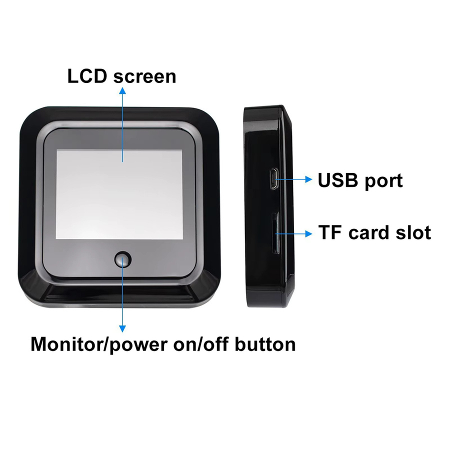 Luxuglow Intelligenter elektronischer Türspiegel mit 2,4-Zoll-HD-Display, 120 Grad Weitwinkel-Video-Türklingel und Videoüberwachung in Schwarz - Bild 4