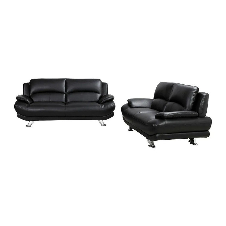 Vente-unique Couchgarnitur Musko Schwarz aus Kunstleder, 2er und 3er Sofa Set, Breite: 150 cm und 200 cm - Bild 2