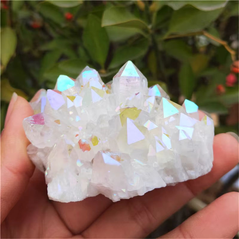 Sisterstone Aura Quarz Kristall Cluster in Weiß und Multicolor als natürlicher Energie Stein zur Dekoration - Bild 5