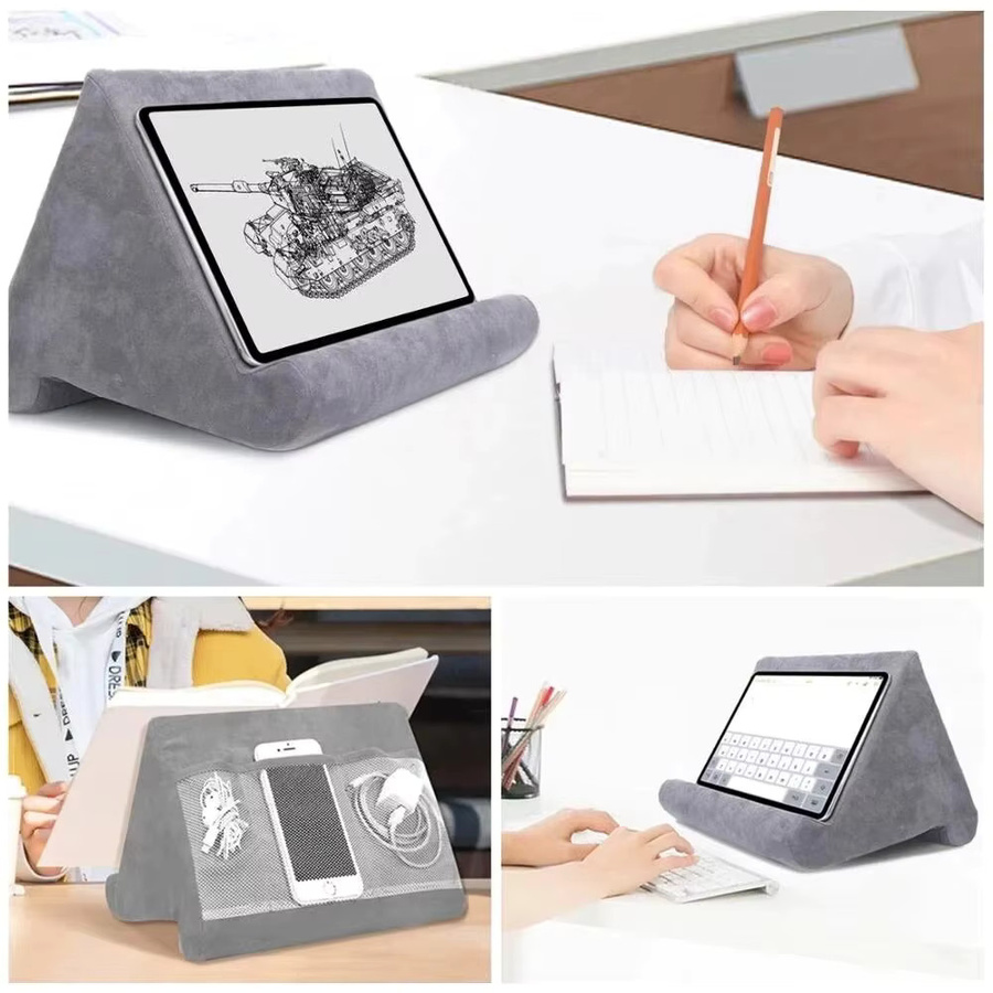 Xnyocn Multifunktionaler Tablet-Ständer mit Schwamm-Kissen für iPad, Samsung und Huawei, Lesehalter und Betthalterung, Farben: Pink oder Grau - Bild 2