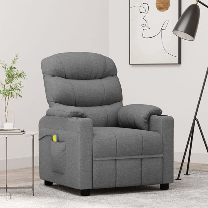 vidaxl Relaxsessel Massagesessel aus Stoff in Grau, Modernes Design - Bild 1