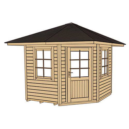 WEKA Gartenhaus 149 5-Eck aus europäischer Fichte in Beige mit Zeltdach, B/H/T: 318 x 276 x 238 cm - Bild 3
