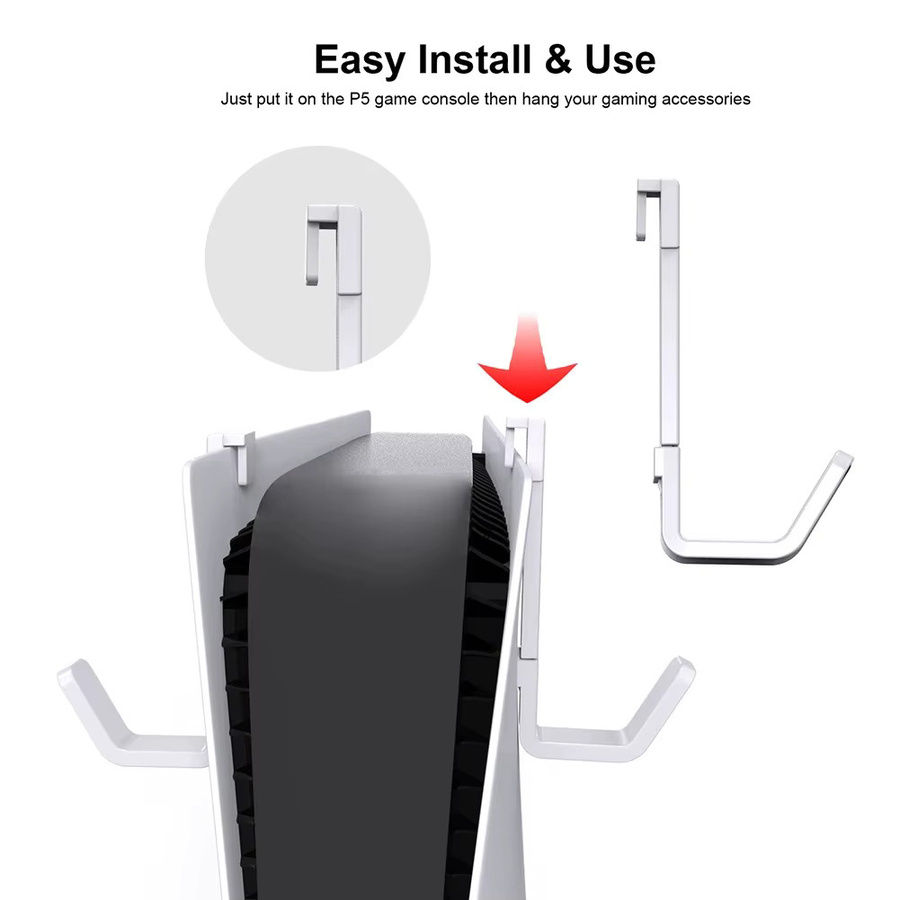 VAORLO 2er-Pack Controller-Headset-Ständer in Weiß für PS5 und PS5 Slim Digital Drive Konsole - Bild 4