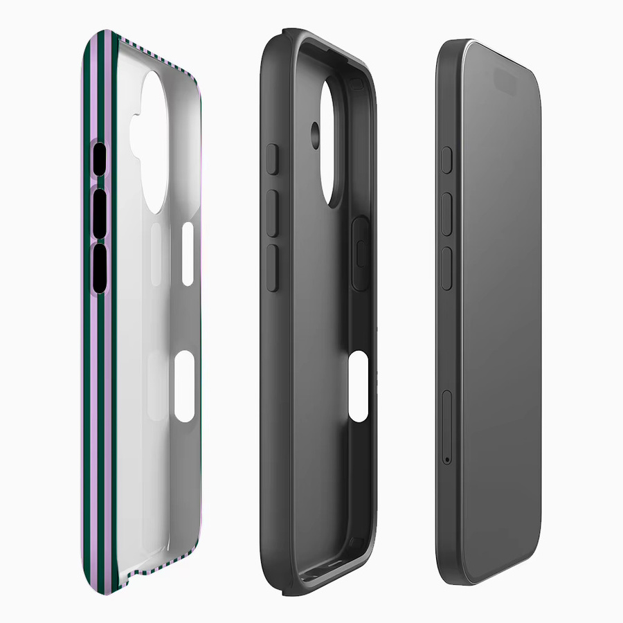 Handyhülle mit lila und grünen vertikalen Streifen für Apple iPhone 17 16 15 14 13 Pro Max Plus mit doppelschichtiger Rückseite - Bild 1