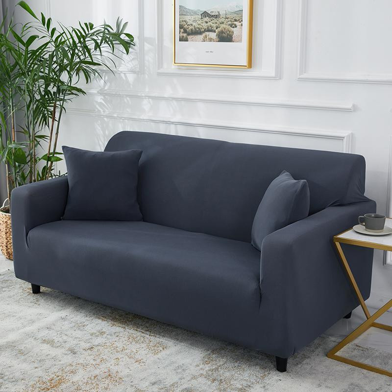 Yiran elastischer Sofabezug aus Polyester in Blau, einfarbig und rutschfest für 1-Sitzer, Breite: 90-140 cm - Bild 4
