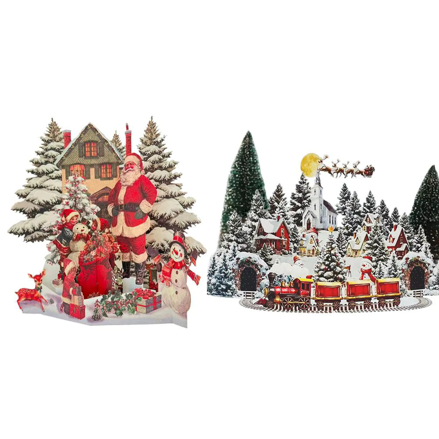 3D-Weihnachts-Pop-up-Grußkarte mit Elch-Design und Waldmotiv in Rot und Mehrfarbig aus Papier - Bild 5