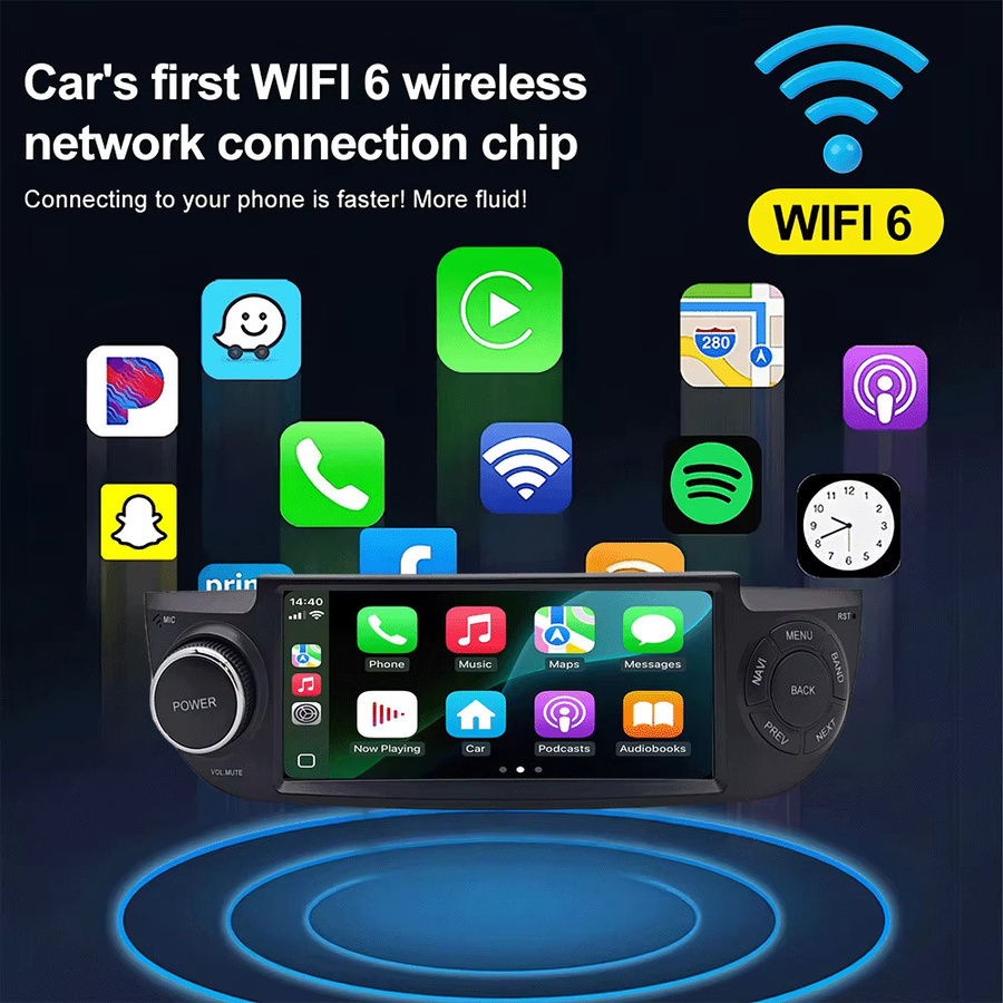 YaYp Android 15 Autoradio mit 6,86 Zoll Touchscreen für Fiat 500 (2007–2015), Schwarz, Wireless CarPlay, GPS, Bluetooth, WiFi und Dual USB - Bild 3