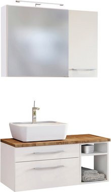 HELD MÖBEL Unterbecken-Set Davos in Weiss mit integrierter Beleuchtung und Regalen, B/H/T: 90 x 200 x 47 cm - Bild 1