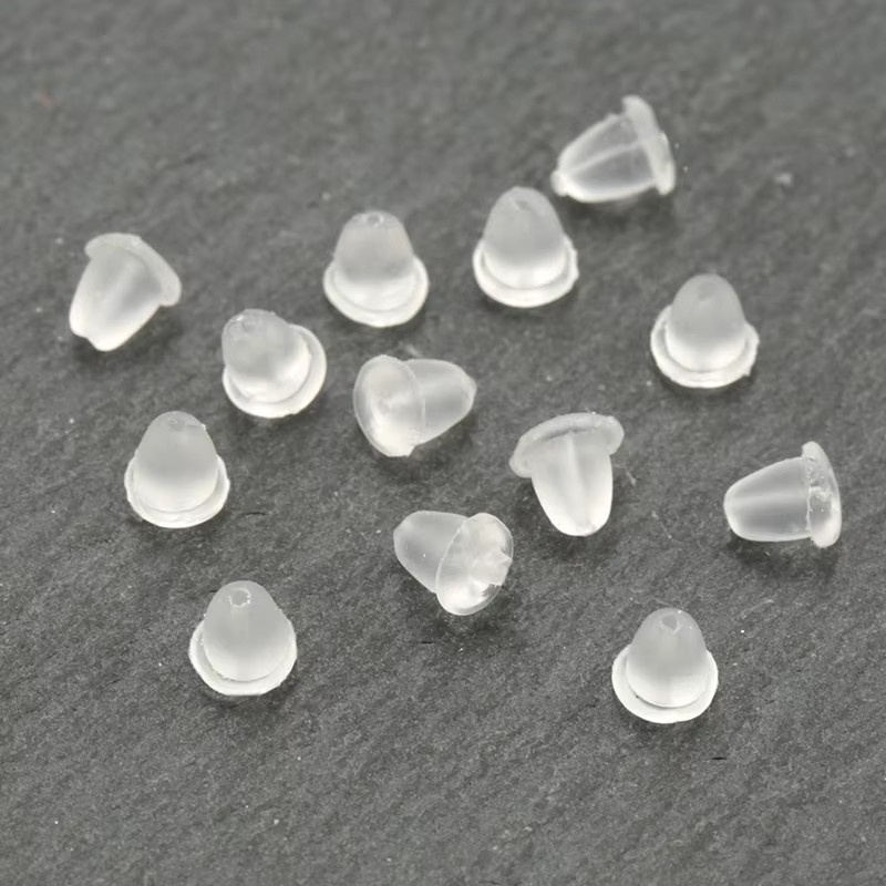 QIAO Ohrringverschlüsse, Silikon, Weiß, 4 mm, Unisex - Bild 2