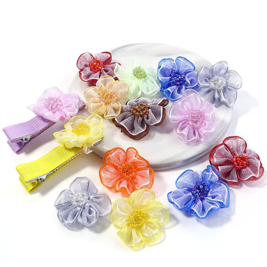 10 Stück Chiffon-Gaze Künstliche Blumen in Multicolour, Durchmesser: 3 cm, für DIY-Basteleien, Kopfschmuck und Hochzeitsdeko - Bild 2