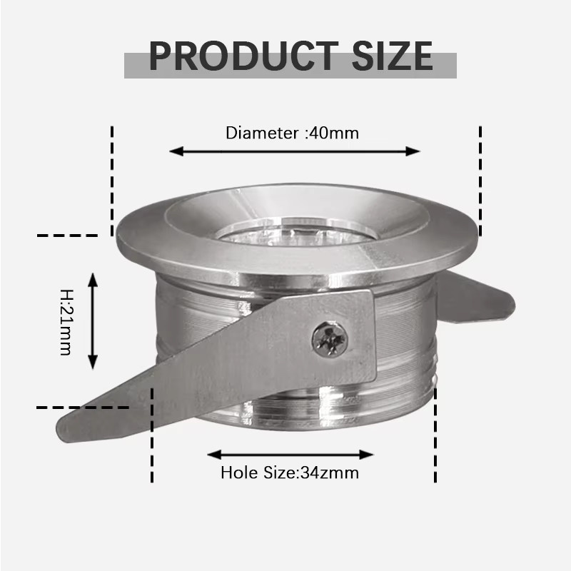 KAISANXINYI LED Mini Einbaustrahler dimmbar, 3W Aluminium Downlight in Silber, Lochdurchmesser: 35 mm - Bild 2