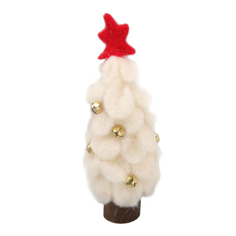 TOMTOP JMS Weihnachtsbaum aus Wollfilz und Holz in Weiß im skandinavischen Design - Bild 2