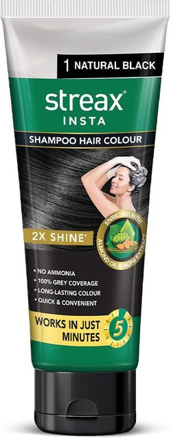 Streax Shampoo Haarfarbe, Naturschwarz, 60 ml - Bild 1