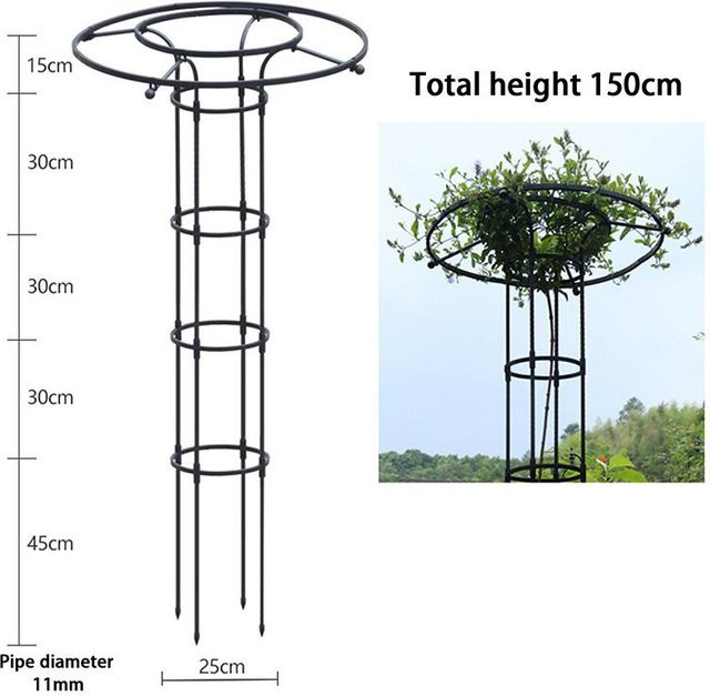 Wisdom-offer Gartenspalier Schirmturm aus Stahl für Kletterpflanzen, Schwarz, Höhe: 150 cm - Bild 1