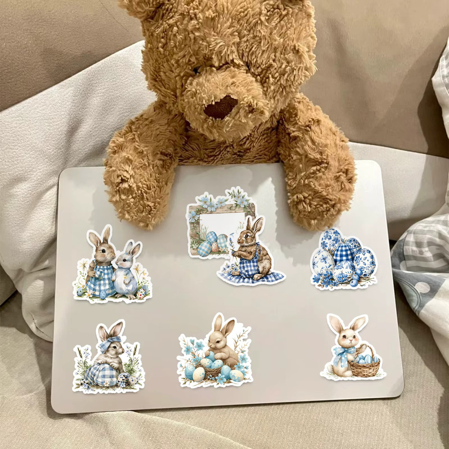 50 bis 52 Stück Ostern Kaninchen Aufkleber mit Vintage Kranz und Hasen-Motiven in Mehrfarbig für DIY Geschenke und Party Dekoration - Bild 2