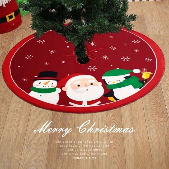 VIKAMA Weihnachtsbaum Rock in Rot mit Schneeflocken-Design und floralem Muster aus Textil - Bild 1