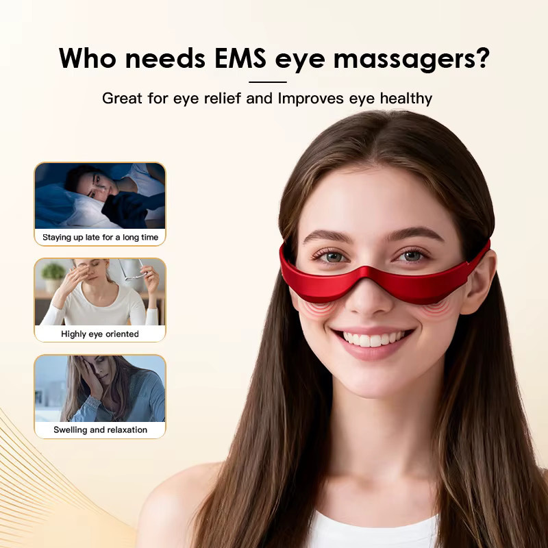 pyeeyan Elektrische Augenmassagebrille, EMS Rotlichttherapie, Unisex - Bild 4