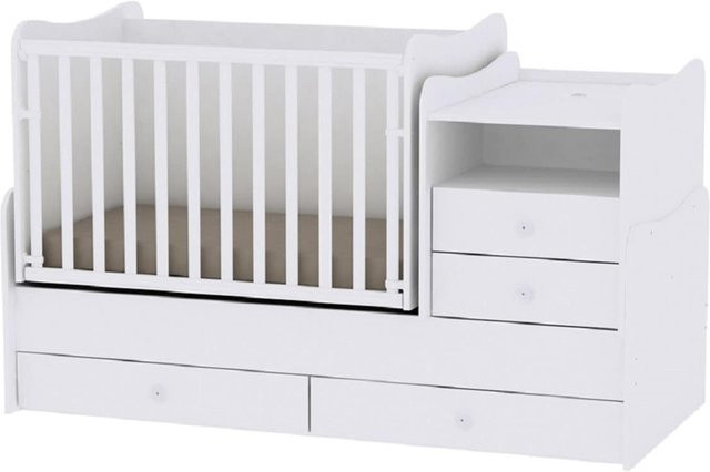 Lorelli Babybett Jugendbett Combo mit Schaukelfunktion und Multifunktionskommode inklusive Wickelbrett in Weiß - Bild 1