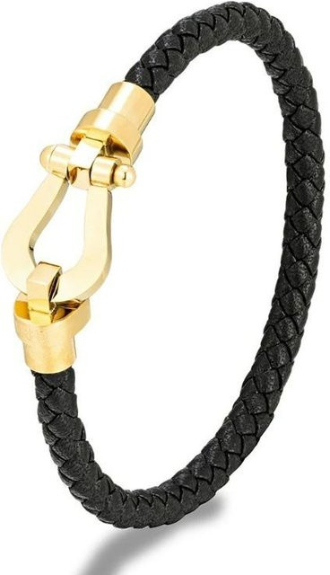 Armband Lederarmband, Edelstahl, beige, Unisex, 23 cm - Bild 1