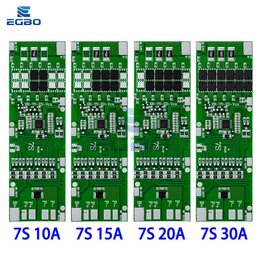EGBO BMS 7S 24V Li-Ion Batterieladeplatine für 18650 Akkus mit Balance-Funktion und Schutzschaltung in Grün - Bild 2