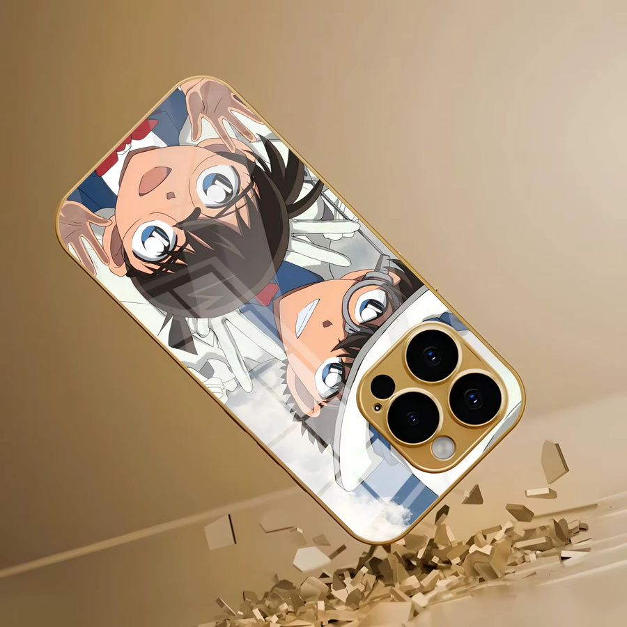 Handyhülle für Apple iPhone 17 16 15 14 13 12 Pro Max Mini in Multicolor mit Anime Detektiv C-Conan Design aus galvanisiertem Glas - Bild 2