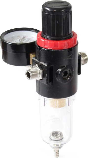 Wiltec Luftfilter Wasserabscheider und Druckregler für Airbrushkompressoren in Schwarz - Bild 1