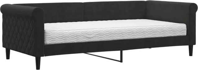 vidaXL Tagesbett mit Matratze in Schwarz aus Samt mit Armlehnen und Schlaffunktion, B/T/H: 90 x 200 cm - Bild 1