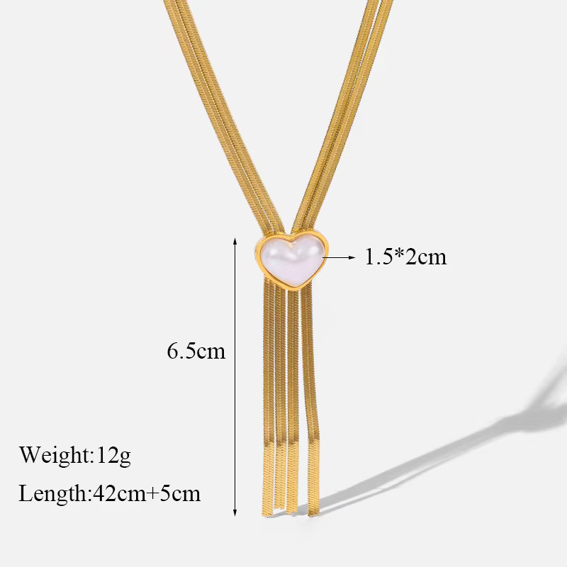 EILIECK Halskette Edelstahl, Perle, Gold, Damen - Bild 2