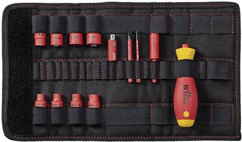 Wiha slimVario electric Set 13-teilig mit Schraubendrehern und 1/4 Zoll Steckschlüsseleinsätzen in Falttasche - Bild 1