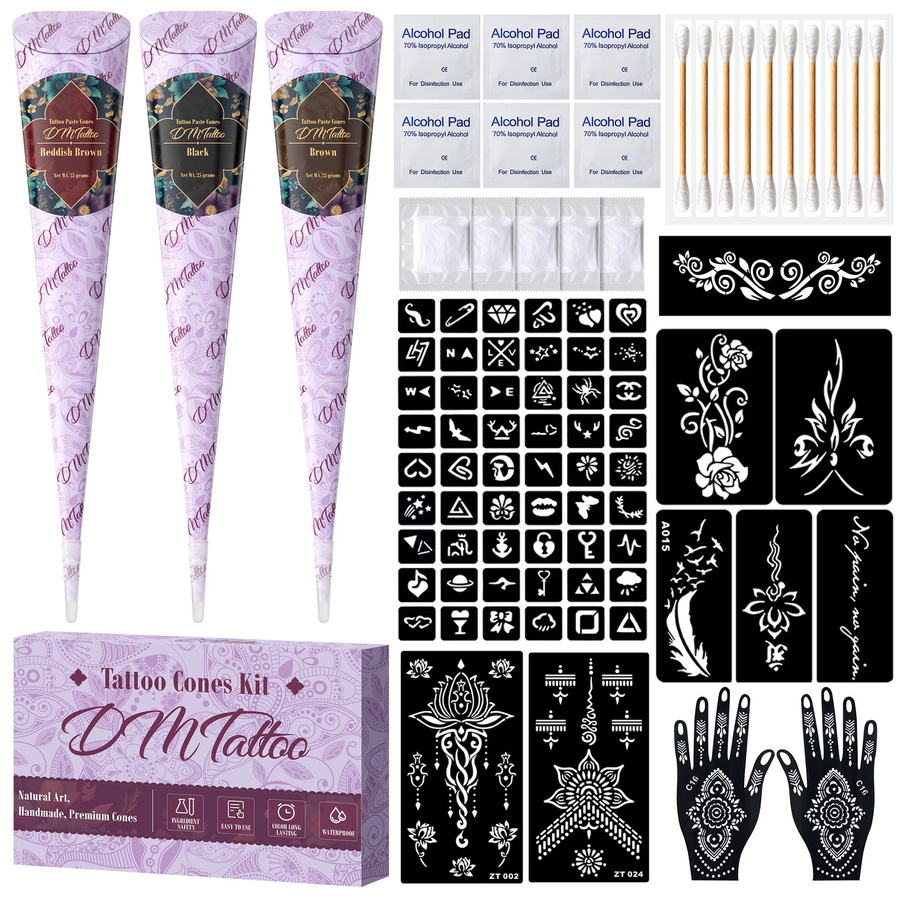 JOANSPRING Temporäres Tattoo-Set, braun, schwarz und rot, Unisex - Bild 2