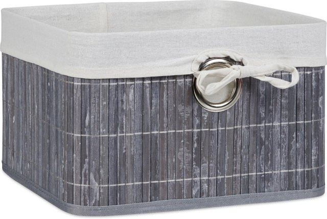 Relaxdays Aufbewahrungskorb aus Bambus grau, faltbar, B/T/H: 31 x 31 x 20 cm - Bild 1