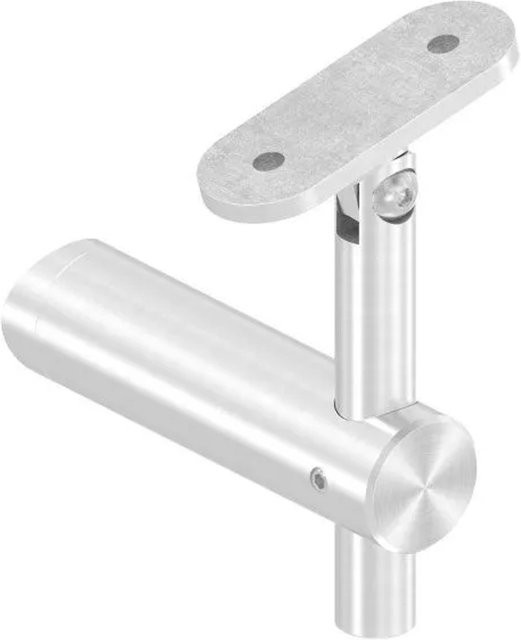 FeNau Handlaufhalter mit Gelenk aus V2A Edelstahl für Rohr 42,4 mm, Wandabstand 80 mm, mit flacher Anschlussplatte, Farbe Silber - Bild 1