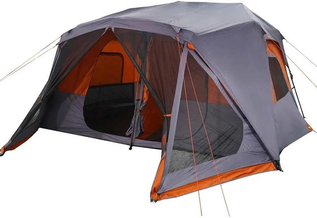 vidaXL Familienzelt für 10 Personen in Grau Orange mit Quick Release System und wasserdichter Beschichtung - Bild 1