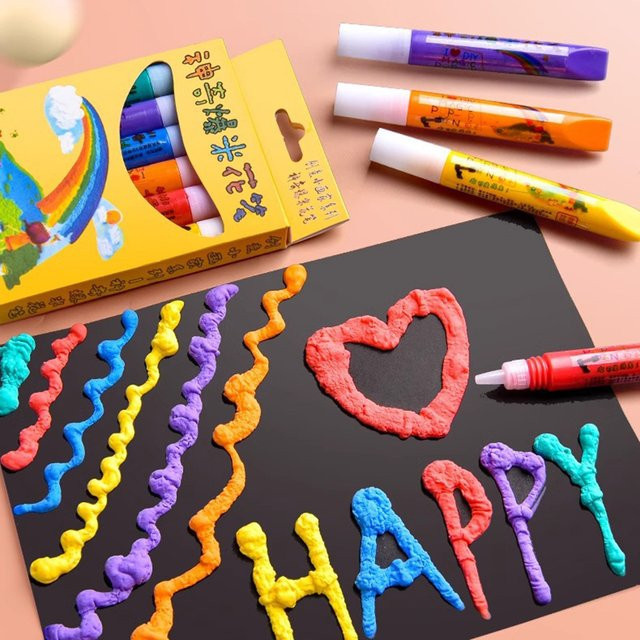 Haile 3D-Druck Blasen Stifte im 6er Set, bunte Puffy Stifte zum Zeichnen und Basteln, Multicolor - Bild 1