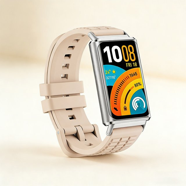 Huawei Uhrenarmband Silikon, beige, Huawei Band 11 Pro - Bild 1