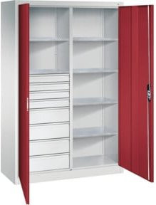 C+P Werkzeugschrank Acurado mit Schubladen und Türen, grau-rot, B/T/H: 195 x 120 x 50 cm - Bild 1