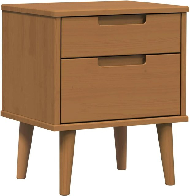 vidaXL Nachttisch aus massivem Kiefernholz in Karamell, rustikaler Beistelltisch für dein Schlafzimmer, B/T/H: 40 x 35 x 48 cm - Bild 1