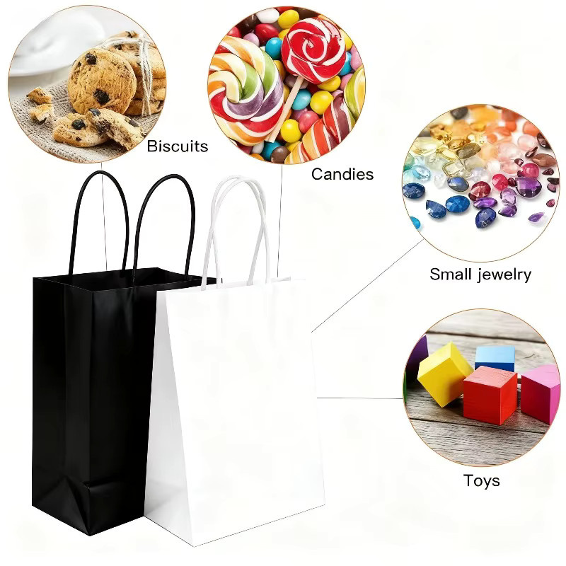 Kraftpapiertüten in Schwarz und Weiß für Snacks, Geschenke und Einzelhandel-Verpackungen - Bild 2