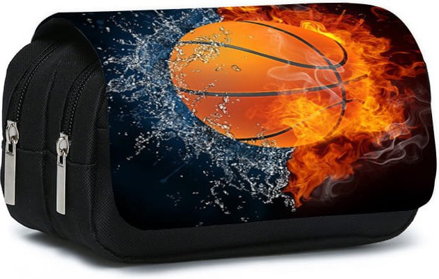 Fancy Style Studio Basketball Federmäppchen für Kinder, doppelschichtiges Klapp-Stifteetui in Orange - Bild 1