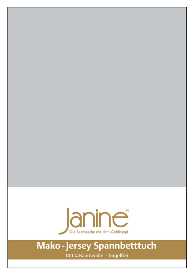 Janine Mako Jersey Spannbetttuch aus Baumwolle, Farbe: Silber, B/T: 140 x 160 cm, Länge: 200 cm - Bild 1