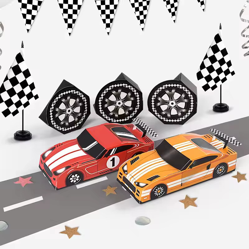 ZQNYCY Racing Auto Thema Geschenkboxen aus Papier für Kindergeburtstage und Partys, Rot, 10 oder 20 Stück - Bild 5
