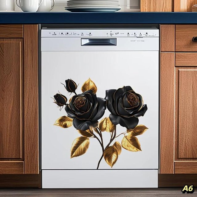 RubyHiso Selbstklebender Floral Aufkleber in Silber und Weiß für Küche und Haushaltsgeräte, Abnehmbare Dekoration A6 - Bild 1